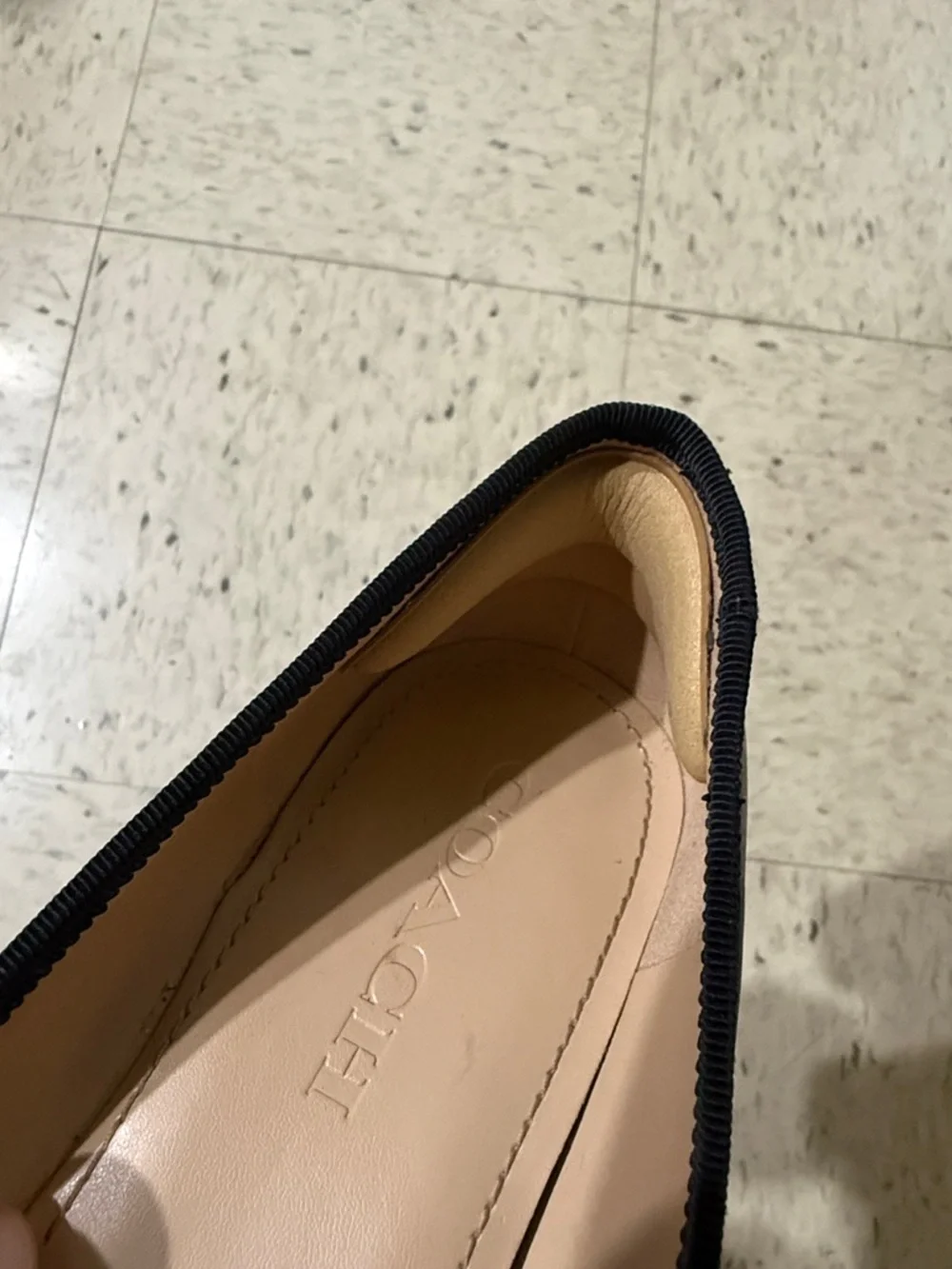 Coach Black Leather Ballet Heels with Bow and Gold 'C' Accent - Picture 9 of 9